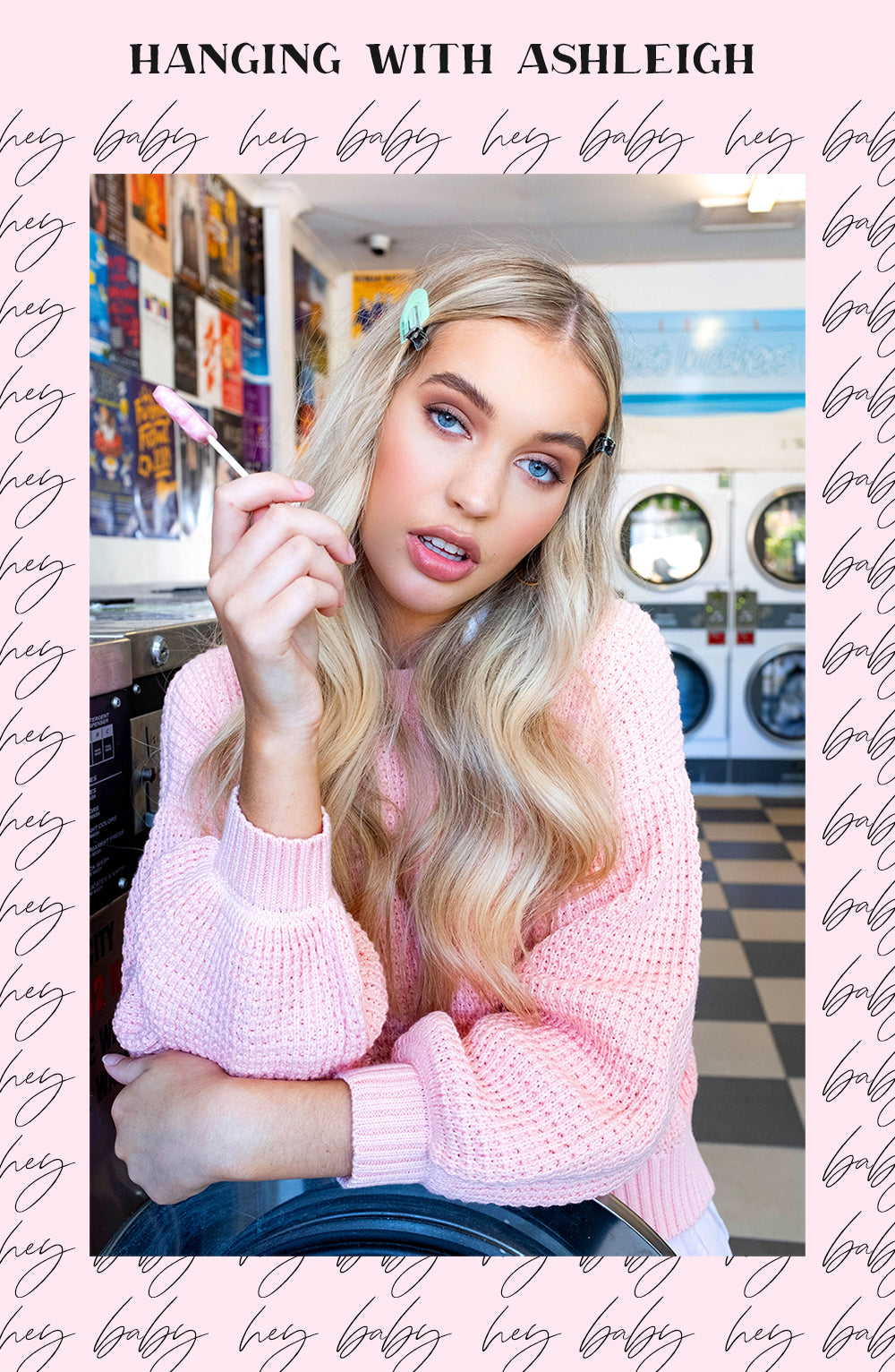 Hair model Ashleigh posing with fresh blonde hair coloured by Viva La Blonde stylist Chantelle 