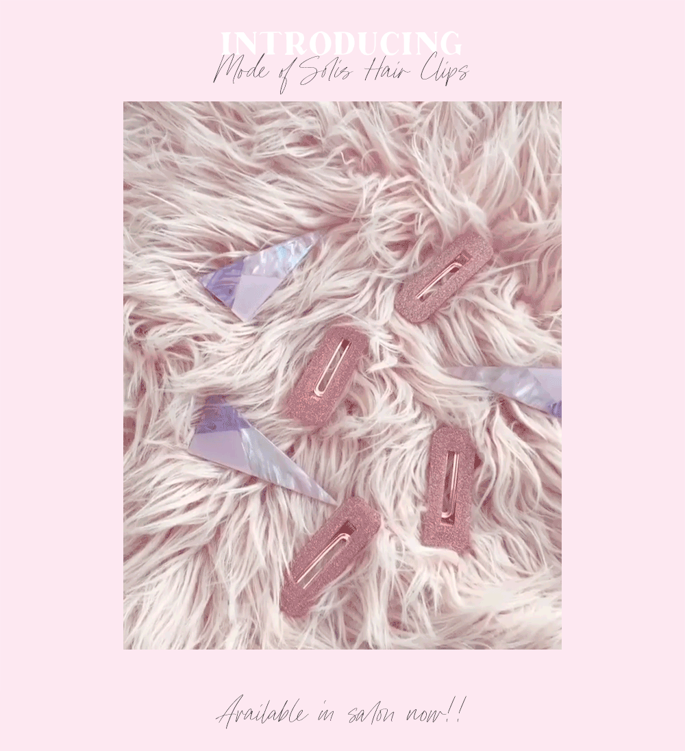 Viva La Blonde and Mode of Solis pink sparkly hair clips